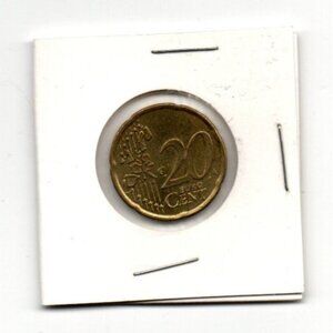 Rare 2002 Ireland 20 Euro Cent... AU... In Protective Sleeve... Nordic Gold